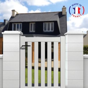 Portillon aluminium mod&egrave;le ajour&eacute; en kit dimensions L.1000 (entre piliers) x H.1200 Couleurs Blanc (RAL 9010)