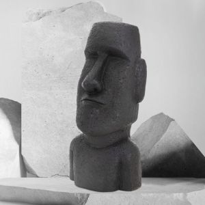 Ecd Germany - Statue de l'Île de Pâques Moai Rapa Nui Figure de Tête 53,5 cm Haut, Résine de Pierre Moulée Résistant aux Intempéries, Anthracite,