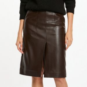 Morgan Jupe ajust&eacute;e simili cuir marron fonc&eacute; femme - Taille 38