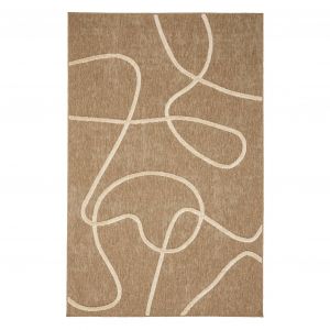 Tapis intérieur effet jute, motif graphique en relief blanc, 160 x 230