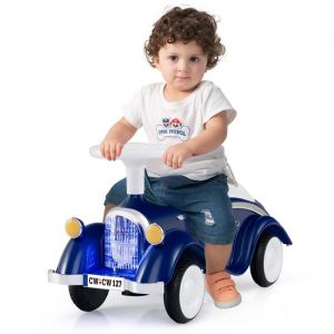 COSTWAY Porteur Enfants avec Volant, Klaxon, LED et Rangement sous le Siège, Roues Silencieuses, pour 19-36 Mois Bleu Foncé