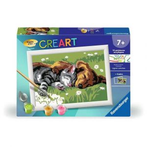 Ravensburger CreArt Kids 13x18 cm - Num&eacute;ro d'art - Duo Chat et Chien - Kit de Peinture par num&eacute;ros - D&egrave;s 7 Ans - 25966