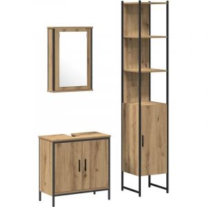 VidaXL Ensemble de mobilier de salle de bain avec &eacute;tag&egrave;re 3 pcs Marron