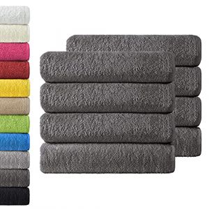 NatureMark Lot de 8 Serviettes de Toilette en Tissu éponge, 100% Coton, 50 x 100 cm, Anthracite Gris