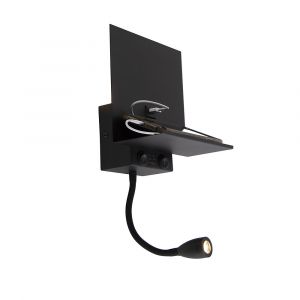 Qazqa Applique intelligente noire avec USB et bras flexible incl. WiFi G9 - Flero