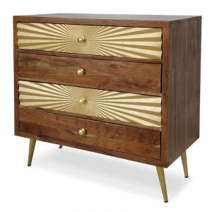 Image de Declikdeco Commode 4 tiroirs Bois et Or LUMINA