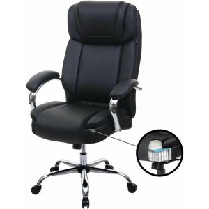 Décoshop26 Fauteuil chaise de bureau sur roulettes par par L chargeable 220 kg pivotante hauteur reglable similicuir noir