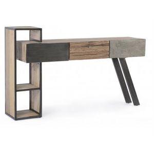BIZZOTTO SALON Console Console Manchester bois, acier et ciment