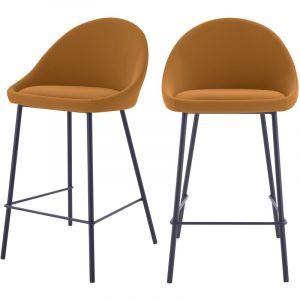 Rendez Vous D&eacute;co Chaise de bar mi-hauteur Misty cannelle 65cm (lot de 2) - Camel