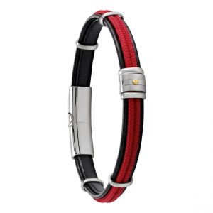 Charles Jourdan Bracelet Cuir Cordelette Nautique Vis Or Collection Amaro
