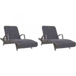 VidaXL Serviettes de plage 2 pcs anthracite 75x200 cm tissu 400 GSM