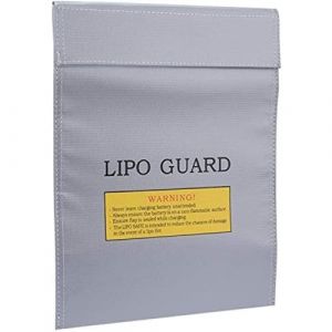 Sac Anti-Feu LiPo Guard Fibres de Verre Haute Résistance, Réfractaire Adapté pour Batteries, Documents 23x18cm, Argent, Fibre Ignifuge