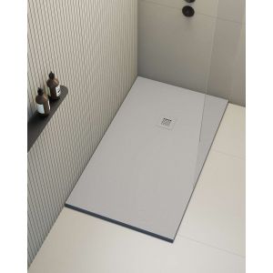 Receveur de douche Poalgi, extraplat, gris Humo, L.70 x l.100 cm, finition sable, s&eacute;rie Hos's
