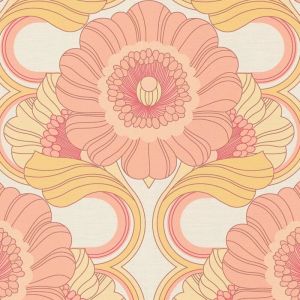 A.S. Creation 395305-Papier peint intissé rétro années 70 8,50 m x 0,53 m Motif floral Jaune Rose Blanc Rouge Beige