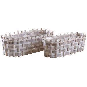 Aubry Gaspard Jardini&egrave;re en bois tress&eacute; 43 cm. Beige. Marque : . R&eacute;f. : JJA214SP