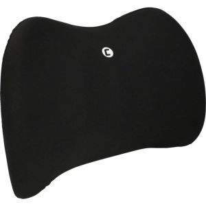 Cartrend Coussin Lombaire en Mousse à mémoire de Forme Ergonomique pour Voiture, Bureau et Voyage, Respirant, Housse Amovible, Soutien pour Une Posture Assise Saine, 1 pièce, Noir
