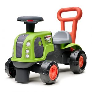 Falk Porteur Tracteur Claas avec Barre Ergonomique d'aide à la Marche - Dès 12 Mois - 90% de Plastique recyclé - Fabriqué en France - 312, Vert