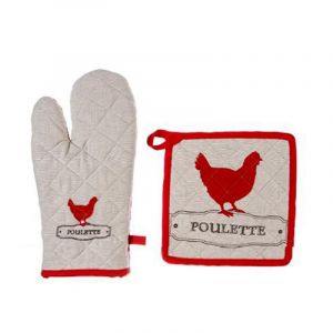 Atmosp ra Gant de cuisine et manique Poule Multicolore