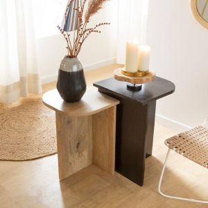 Made In Meubles - Table basse gigogne en bois de manguier Faro - Noir
