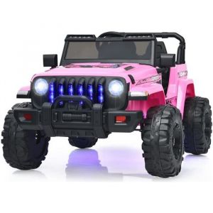 COSTWAY 12V Voiture Electrique Enfants avec Télécommande 2,4 G, Véhicule Electrique 2 Places avec Lumières & Musique, Démarrage Lent, Charge 35kg