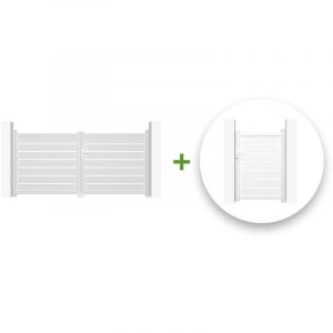 Casanoov - Pack portail battant vogel 300x140cm + Portillon vogel 100x140cm Blanc