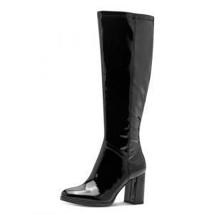 Tamaris Femme Damen Long Boot Heel 1-25553-45 Botte Haute Jusqu'au Genou, Imprim&eacute; Noir, 37 EU