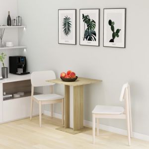 Image de VidaXL Table de bistro Blanc et chêne sonoma 60x60x75 cm Aggloméré