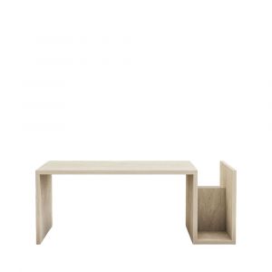DRAWER Table basse avec porte magazines effet travertin - Beige - Max