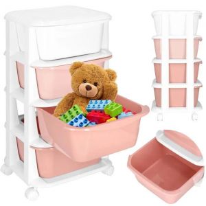 Springos Meuble De Rangement Pour Enfants À Roulettes 4 Tiroirs Plastique