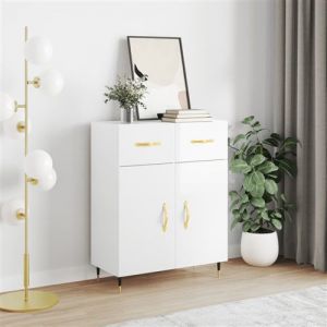 VidaXL Buffet bas - Blanc brillant - Porte(s) et tiroir(s) - Salle à manger