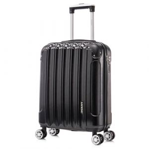 RAYKONG Valise cabine 55x40x20cm (44L) Polycarbonate - Capacité Maximale - serrure integrée - 20 Pouces - (RK04|Noir)
