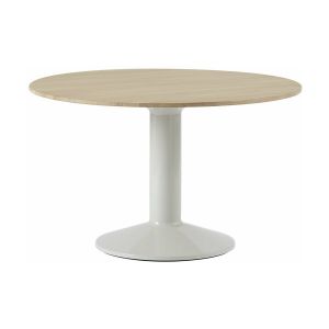 Muuto Table à manger ronde en chêne massif huilé et piètement gris 120 cm Midst