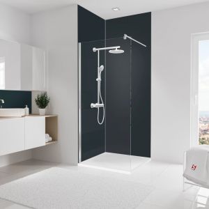 Schulte-ufer Panneau mural Anthracite, revêtement pour douche et salle de bain, DécoDesign couleur Lot de 2 panneaux muraux 90 x 255 cm