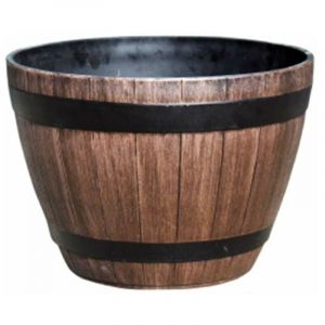 Jeffergarden Baril en bois d'imitation Pot de fleur en résine pp Baril de plantation en bois imité