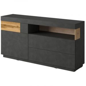 Buffet collection KILES 170cm. Coloris gris anthracite et chêne. Style design
