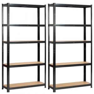 Lot de 2 &eacute;tag&egrave;res modulables 90 cm acier noirci charge maximale 875kg - L90xP30xH180 cm