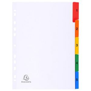 Image de Exacompta 1105E - Intercalaires 1-5 5 positions, format A4, en carte touches couleurs, coloris blanc