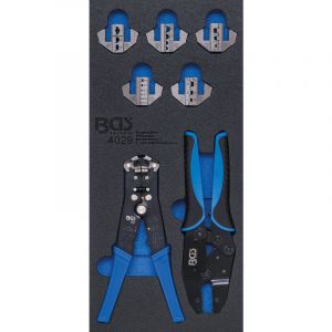BGS Technic Insert de servante d'atelier 1/3 : Pince à sertir et à dénuder | 12 pièces