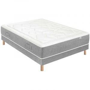 Essenzia Ensemble ORBEA + Sommier Deco Gris Clair + Pieds 140x200 Ressorts