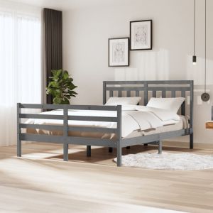 VidaXL Cadre de lit Gris Bois massif 160x200 cm