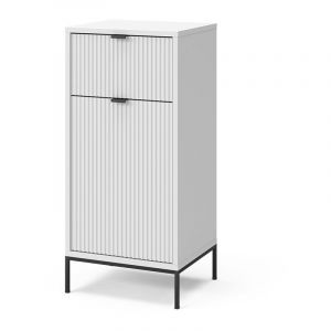 Meuble de rangement de salle de bain Eliza, Blanc, 40 x 87 cm avec porte et tiroir, Vicco