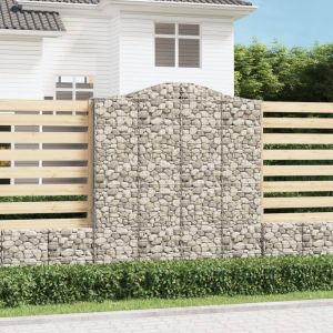 VidaXL Paniers &agrave; gabions arqu&eacute;s 3 pcs 200x30x220/240 cm fer galvanis&eacute;