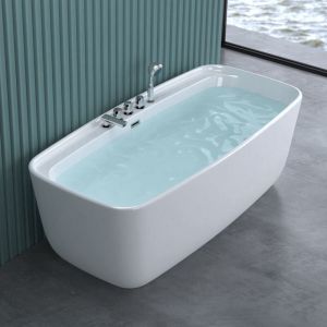 Doporro - Sogood Baignoire &Icirc;lot Rectangulaire 170cm Blanc Vicenza612MA Acrylique avec Bonde et Robinetterie 170x80x58 cm - Blanc