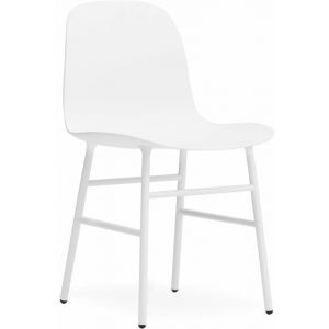 Normann Copenhagen Petit Fauteuil - FORM CHAIR piètement acier Blanc Coque plastique, Piètement acier peint L 48 x P 52 x H 80 cm, Assise H 44cm Piètement acier peint