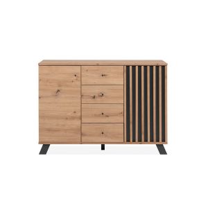Calicosy Buffet 2 portes et 4 tiroirs décor chêne artisan L118 cm - Lublin Bois clair
