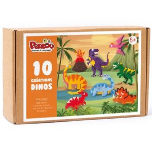 Graines Créatives Kit DIY Perles à repasser Perlou - Dinos - 10 pcs