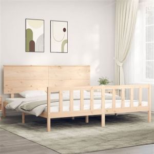 VidaXL Cadre De Lit Avec Tête De Lit 200x200 Cm Bois Massif