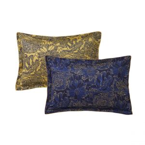 Blanc des vosges Taie d'oreiller satin ELIXIR Indigo
