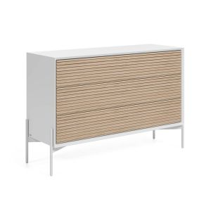Kave Home Commode Marielle 3 tiroirs plaqué de frêne laqué 116 x 76 cm