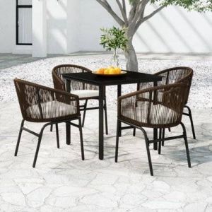 VidaXL Ensemble de salle à manger de jardin 5 pièces en rotin et verre brun Vida XL